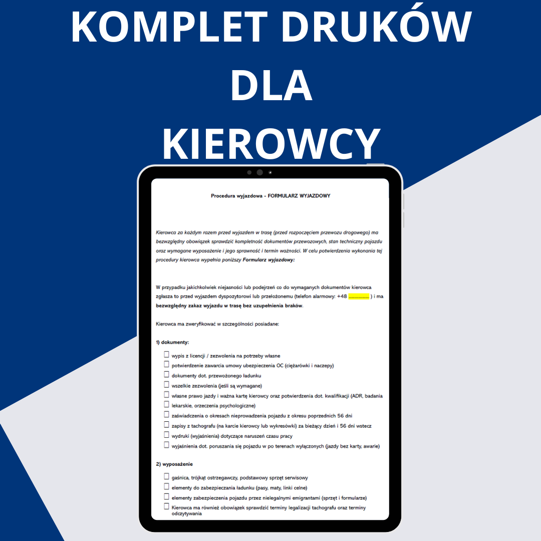 Kierowcy - komplet druków